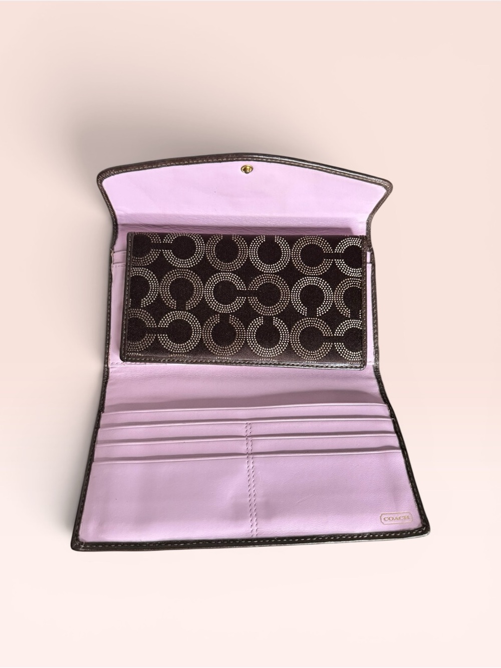Coach Madison Signature Op Art Dotted Trifold Wallet - Picture 8 of 9